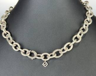 David Yurman Sterling Silver Cable & Smooth Oval Link Necklace, 18" L