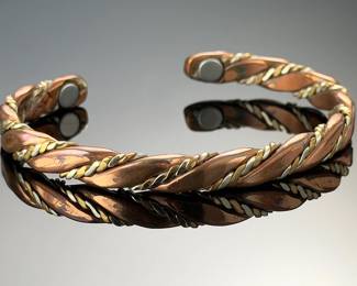 Vintage Sergio Lub Copper Magnetic Therapy Cuff Bracelet Twisted Mixed Metal