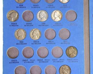 Whitman No. 9009 Jefferson Nickel Coin Collection, 1938-1961, Partial