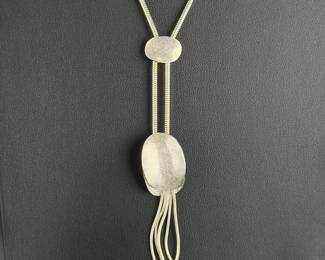 BTP Modernist Sterling Silver Lariat Tassel Necklace 28" Snake Chain