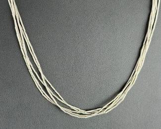 Vintage Native American Sterling Liquid Silver 5-Strand Necklace 28 Inch