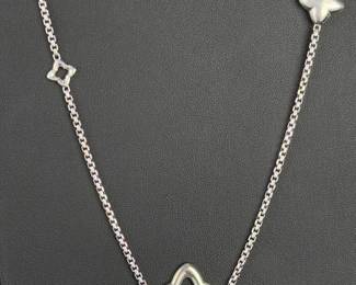 David Yurman Sterling Silver Quatrefoil Station Chain Necklace 34" Toggle