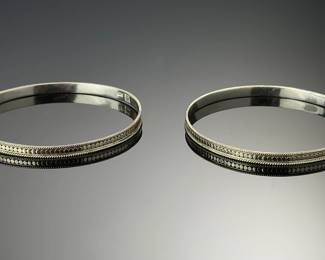 Lot of 2 Anna Beck Sterling Silver Bali Dot Wire Bangle Bracelets 925 18.2g