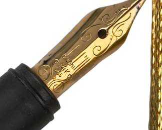 Dunhill Gemline Barleycorn Fountain Pen Cap & 14K Gold Nib Assembly