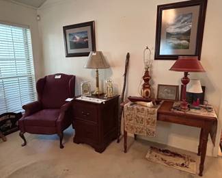 Lamps and framed artwork