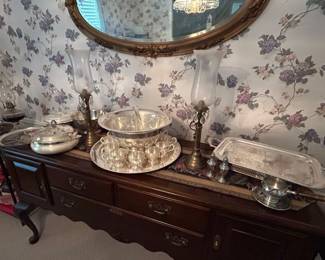Silver punch bowl set and more