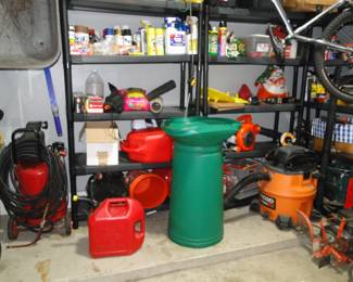 Gas cans, leaf chute, and all types of great gardening and garage supplies