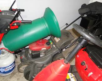 Lawnmower, and leaf funnel and propane tank too