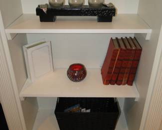 Books and candle holders