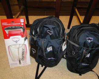 Osprey Hydration backpacks, and we have a pair of them too.  And as per the company standard, Osprey will replace or fix the bag free of charge no matter how old the bag is, or how damaged it may be.  Quite possibly the longest description in the history of the universe