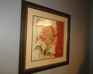Framed floral artwork
