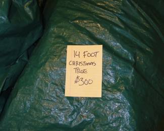See told you!  Not garbage bags, but a beautiful 14 foot Christmas Tree