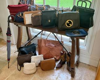 Gucci umbrella, Gucci, Louis Vuitton, Coach and more designer handbags, vintage cowboy boots