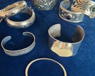 Various sterling silver cuff bracelets