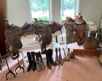 vintage saddles and cowboy boots
