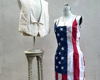 Edwardian men’s waistcoat and vintage St Martin America flag dress