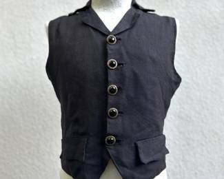 Victorian men’s waistcoat lined in gray silk satin with glass buttons
