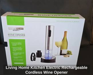 Living Home Kitchen Electric Rechargeable Cordless Wine Opener