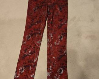 Chicos Womens Red Abstract Print Stretch Pants