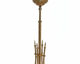 Victorian Brass Piano Lamp with HandPainted Glass Shade