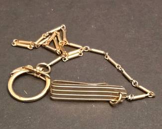 Victorian Gold Filled Tie Bar Chain with Fob
