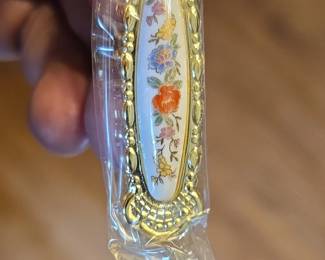 Vintage Japanese Floral Enamel GoldPlated Flatware Set second image