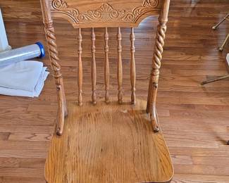 Oak Dining Table with Six Chairs and Leaf third image