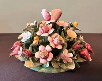Nuova Capodimonte Porcelain Floral Basket