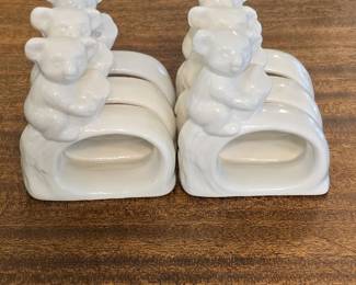 White Ceramic Koala Napkin Rings Set of