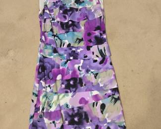 Connected Apparel Watercolor Floral Tiered Sheath Dress