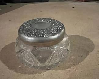 Cut Crystal Jar with SilverPlated Lid