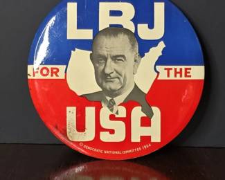 LBJ for the USA Presidential Campaign Button Inch
