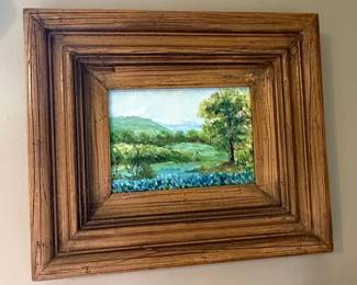 Texas Bluebonnet Landscape Painting on Canvas Foundation Board by Grumbacher