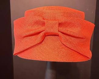 Vintage Orange Straw Bowler Hat