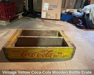 Vintage Yellow CocaCola Wooden Bottle Crate