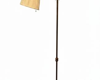 Vintage Ornate Bridge Arm Floor Lamp with Faux Parchment Shade