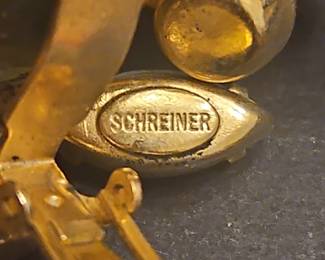 Vintage Signed Schreiner New York Rhinestone Clip Earrings