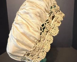 Antique Silk Bonnet with Crochet Trim