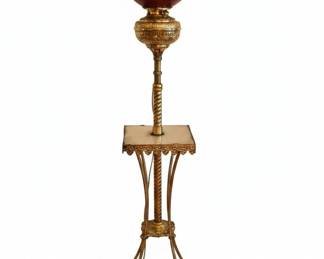 Victorian Brass and Marble Piano Lamp