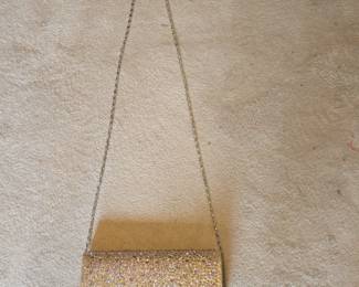Rhinestone Embellished Evening Clutch with Chain Strap