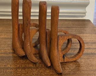 Carved Wooden Cowboy Boot Bookends second image