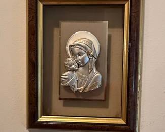Madonna and Child Silver Relief Plaque