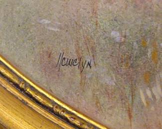 Oval Hunting Scene Oil Painting by J. Llewelyn second image