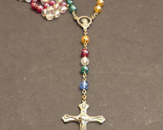 MultiColor Glass Bead Rosary with Crucifix