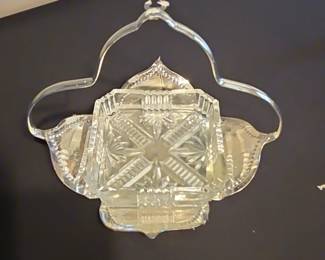 Antique American Brilliant Period Cut Glass Nappy Dish with Handle