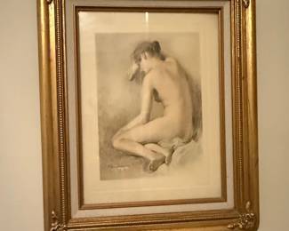 Nude Figure Study Charcoal Drawing