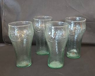 CocaCola Enjoy Coke Green Textured Pebble Glasses Set of