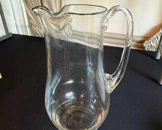Clear Glass Pitcher with Applied Handle