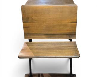 Antique School Desk with Cast Iron Frame by A.S.C.