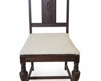 Antique Jacobean Style Oak Dining Table and Chairs Set fourth image
